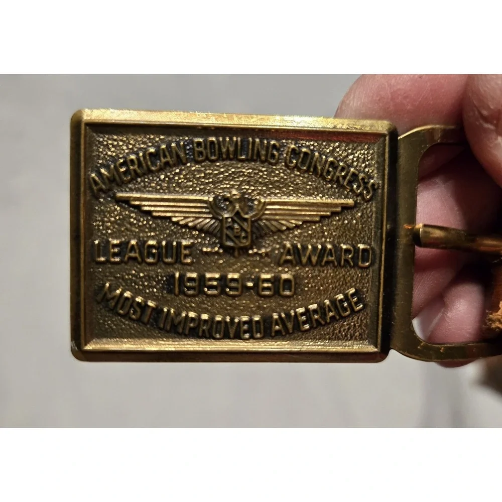 1959-60 ABC Bowling Award Belt Buckle Most Improved‎ Average League Trophy